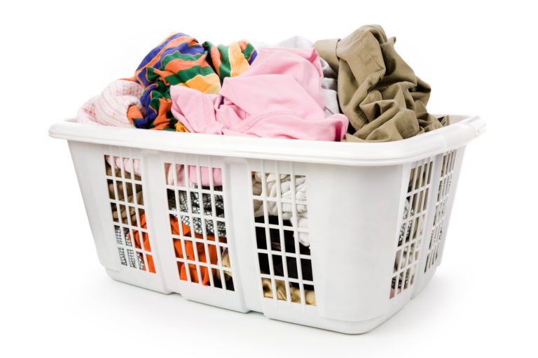 laundry basket full of dirty laundry